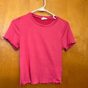 Pink tight fitting t-shirt
